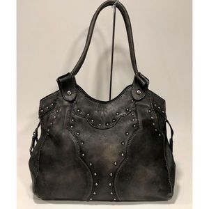Studded Frye Black Leather Shoulder Bag